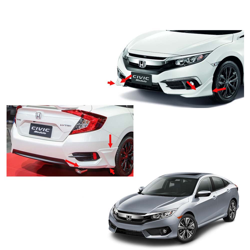 Front Side Skirt White Painted Trim 2 Pc Honda Civic Fc 4 Doors 2016-2017