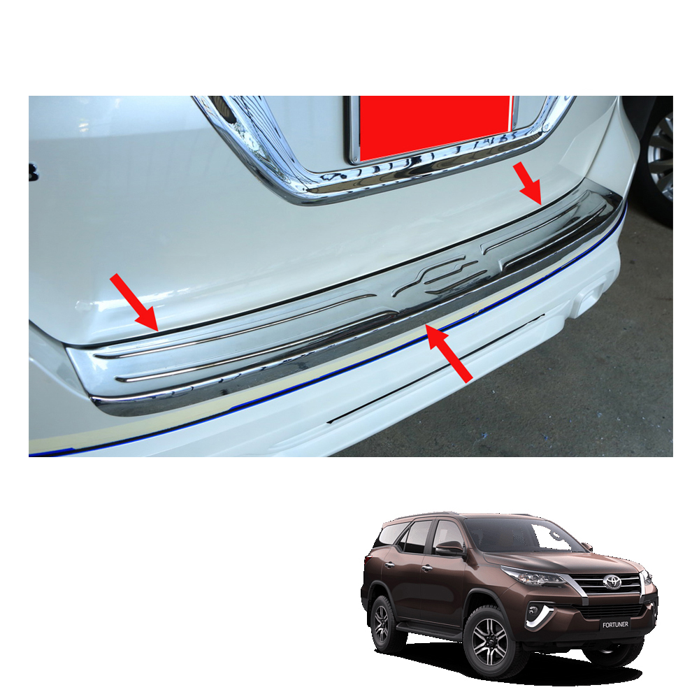 Chrome Side Molding For Toyota Fortuner 2015-2017 Rear Bumper Plate back Cover