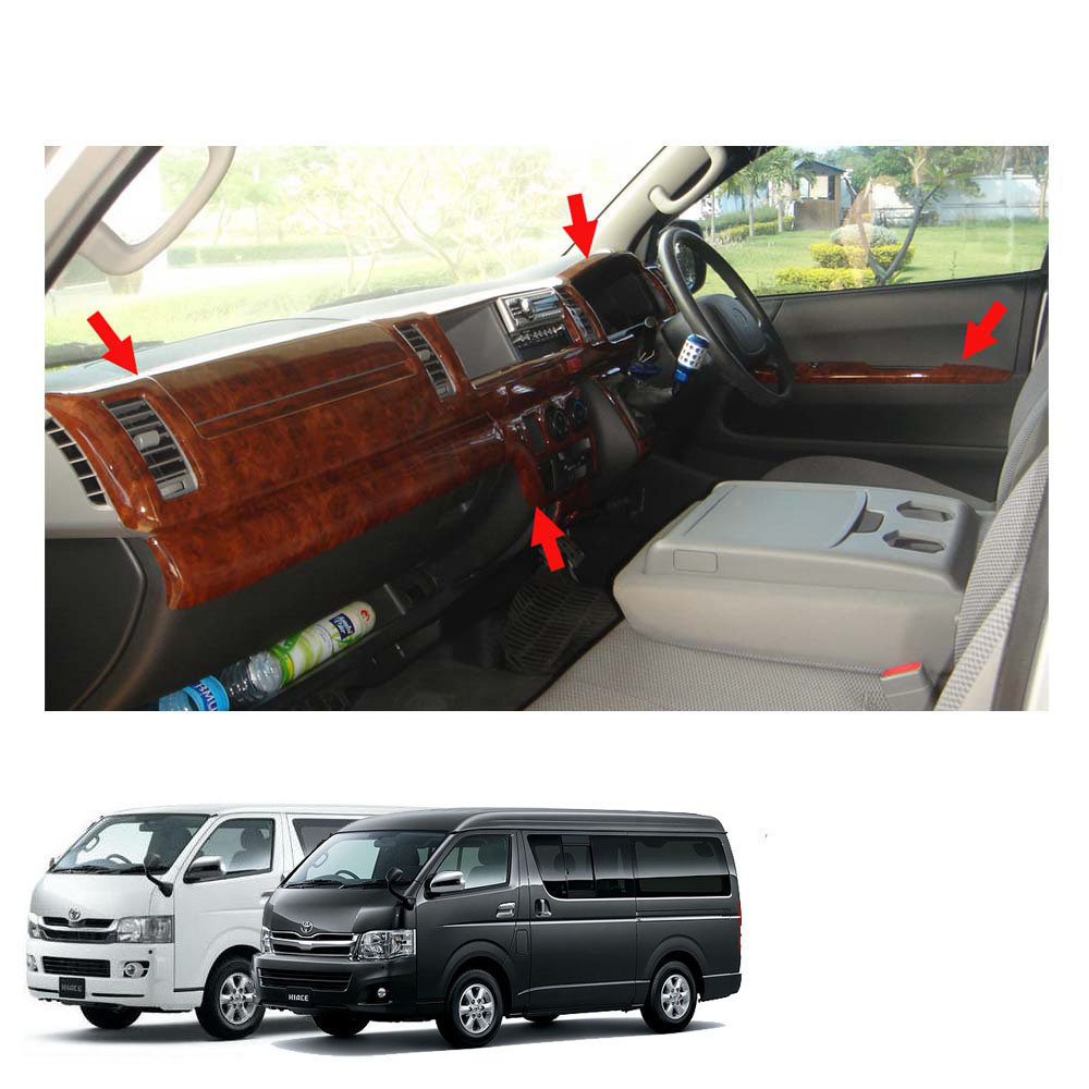 Details About Wood Interior Trim Dash Board 11pcs For Toyota Hiace Commuter Mt Van 2005 2013