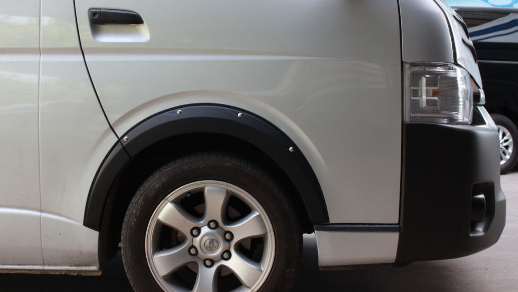 Fender Flares Black + Nuts Set V3 6 Pc For Toyota Hiace Commuter Van