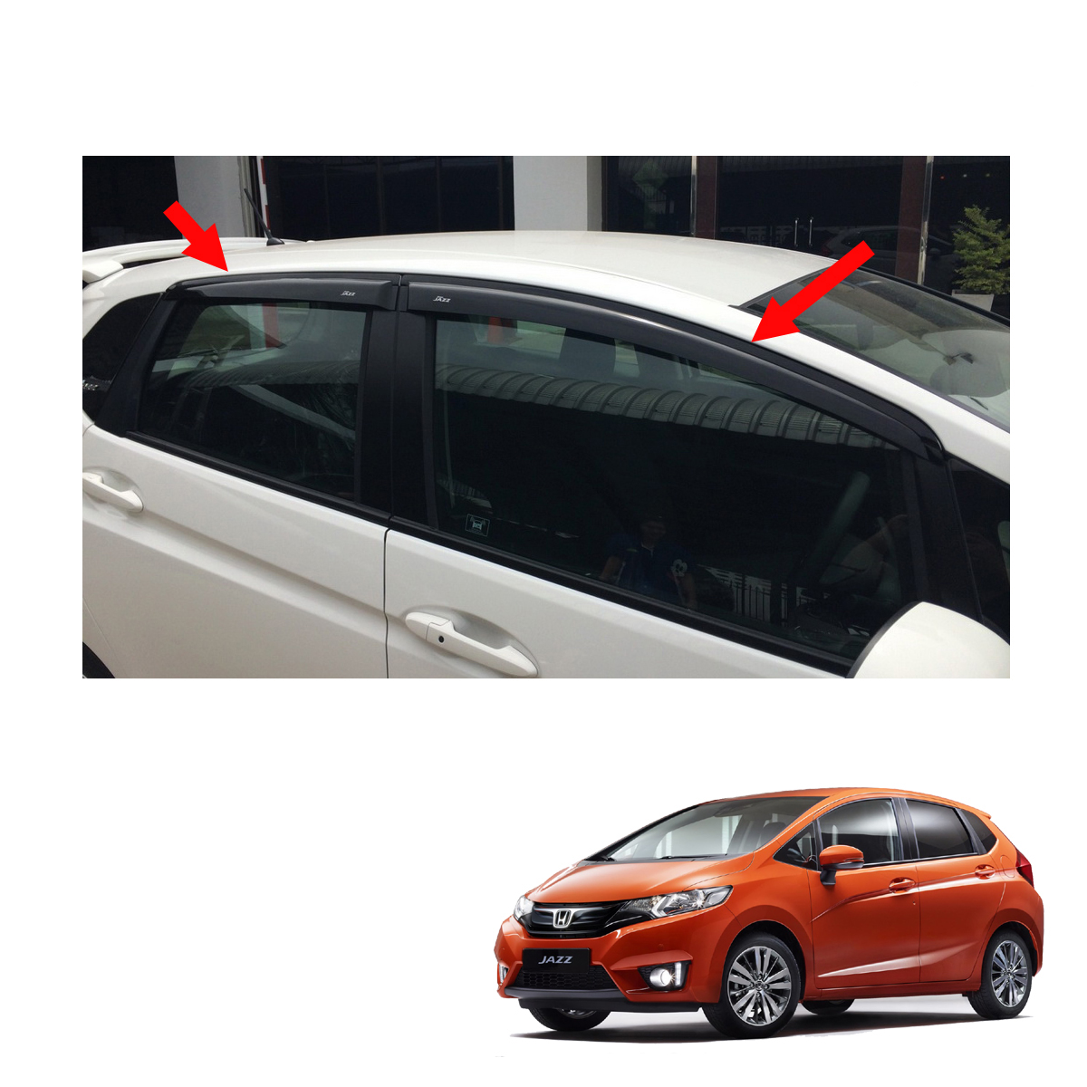 Wind Deflector Weather Visor Guard Black 4 Pc For Honda Jazz Fit GK5