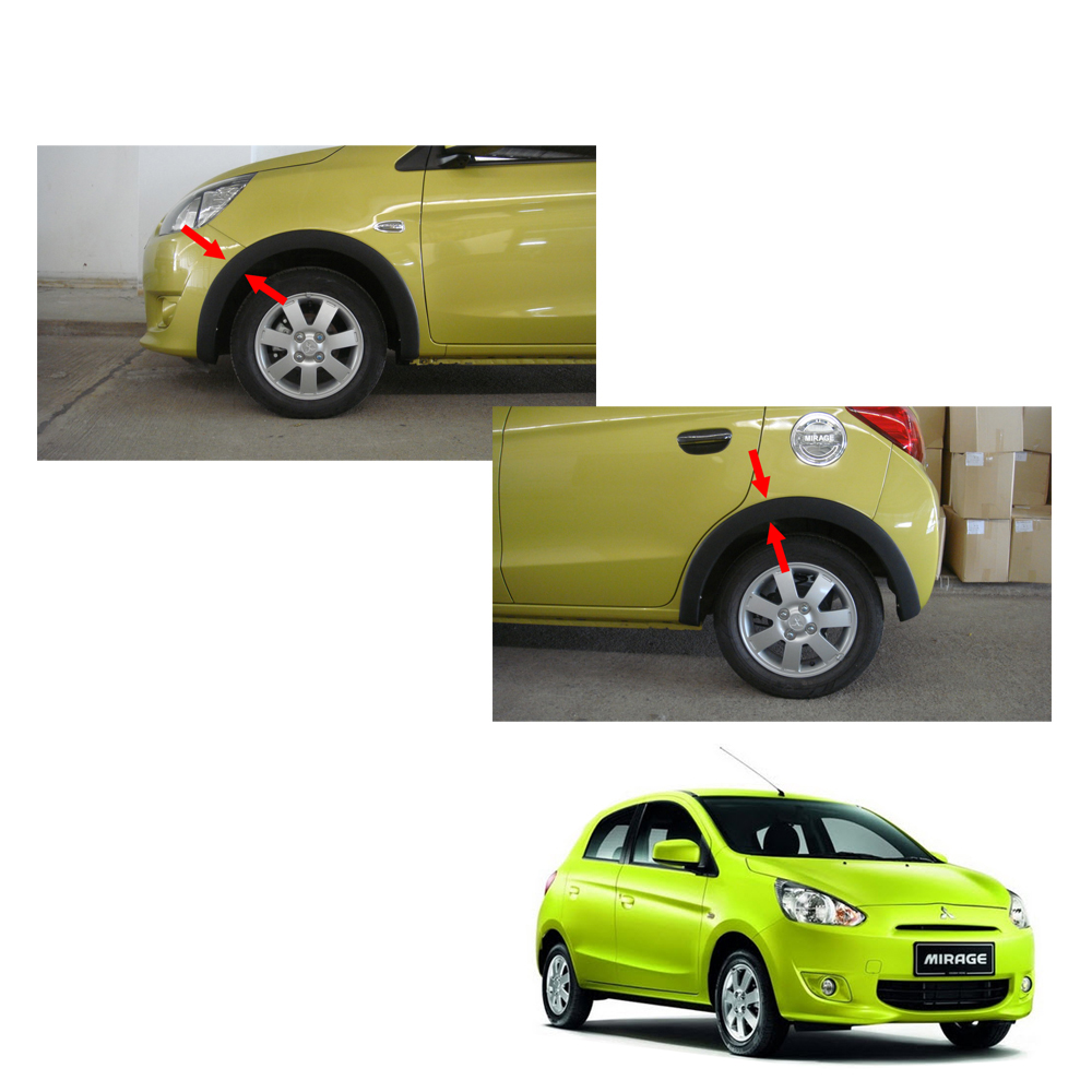 Fender Flares Wheel Black V1 4 Pc Fit Mitsubishi Mirage Space Star 2012 -  2015