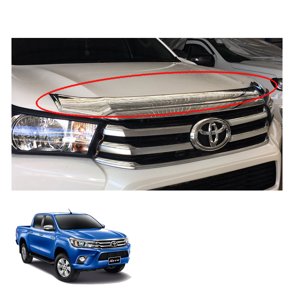 Chrome Hood Bug Shield Bonnet Wind Deflector for TOYOTA 2015-16 Hilux