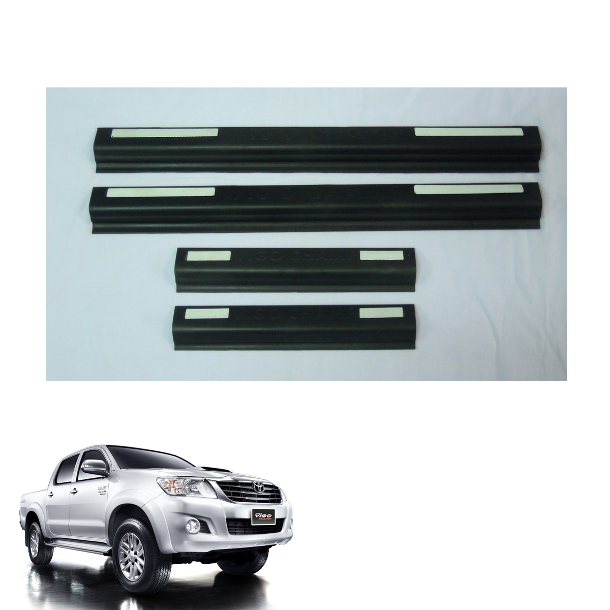Door Sill Scuff Plate Black Trim 4 Pc For Toyota Hilux Vigo Champ 2011