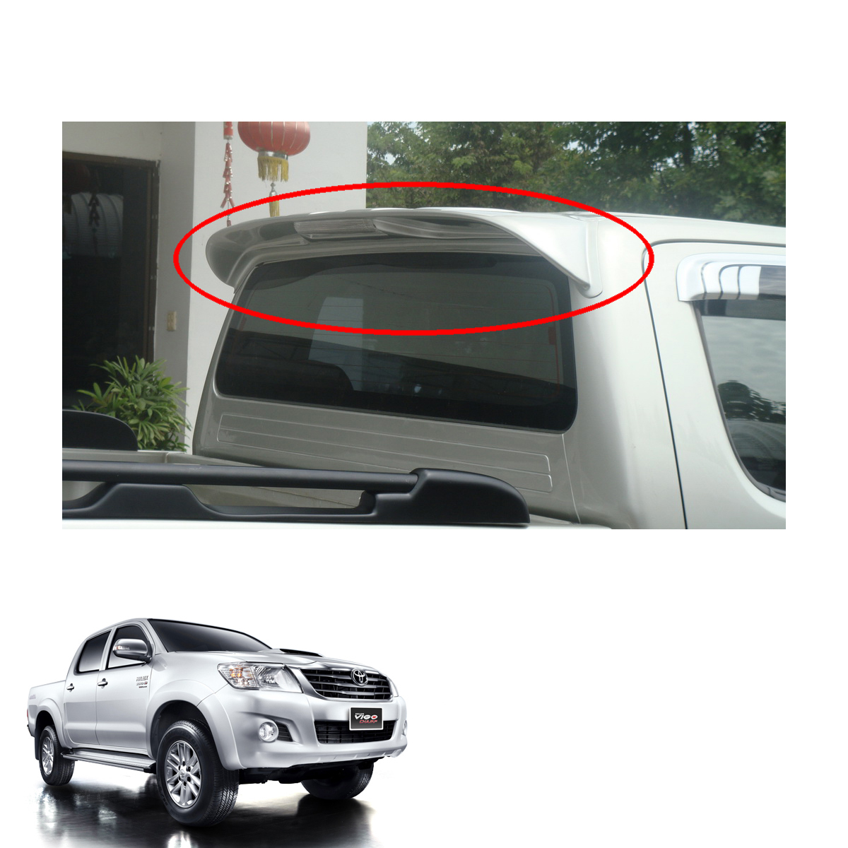 Rear Roof Spoiler + Break Light V1 Painted For Toyota Hilux Vigo Champ