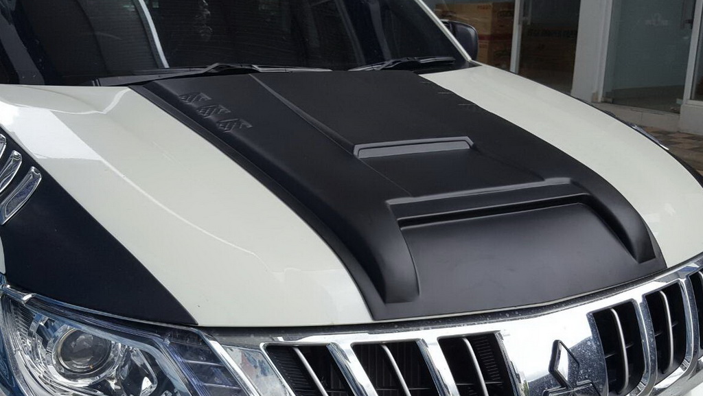 Mitsubishi L200 Triton on 2015 2016-17 Bonnet Hood Scoop V5 Cover Matte Black