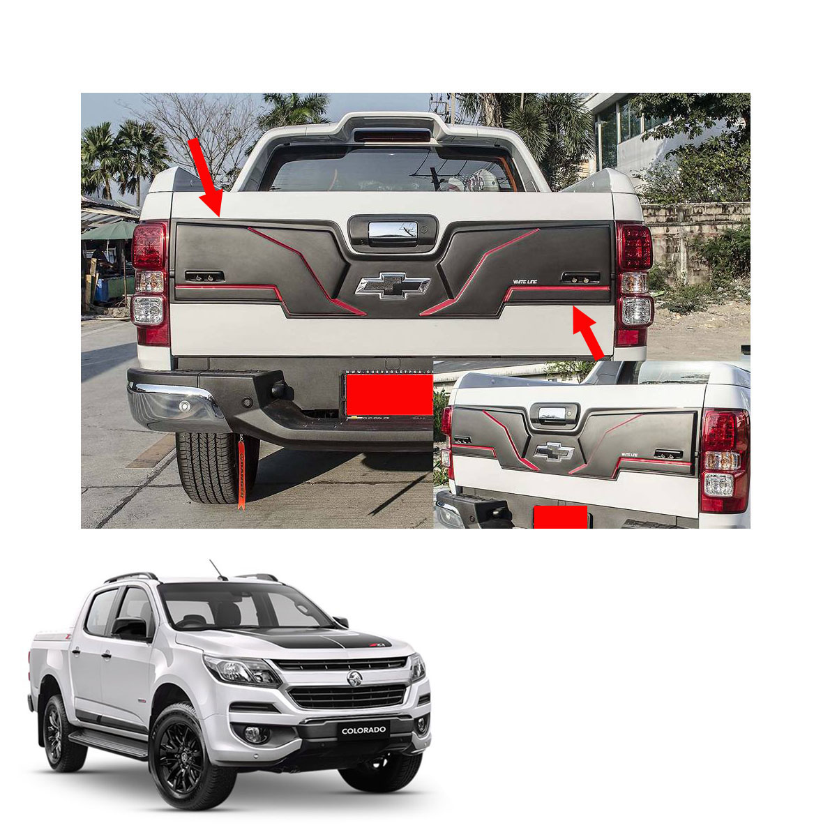 New Chevrolet Holden Colorado 17 + LED Rear Tailgate Outer Cover Black