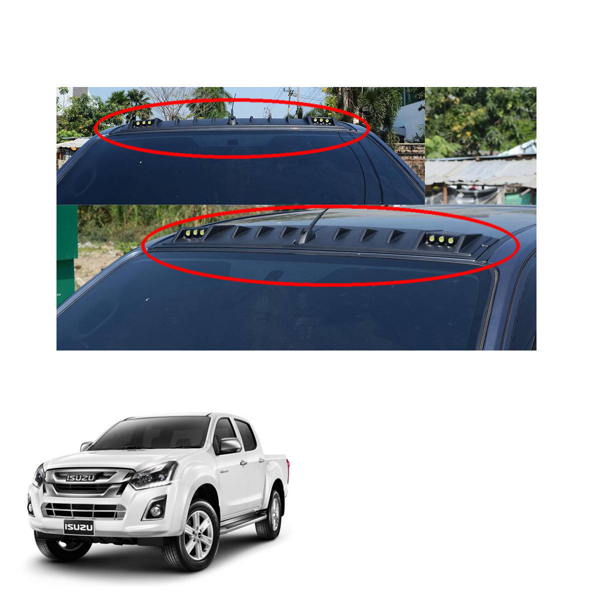 Led Front Roof Spoiler Cover Black 1 Pc Fit Isuzu D Max Holden Rodeo