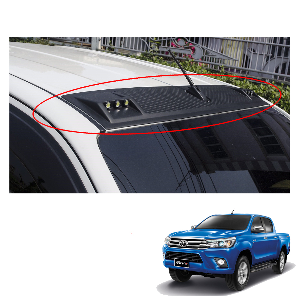 Front Roof Spoiler Cover LED Black Trim 1P For Toyota Hilux Revo SR5