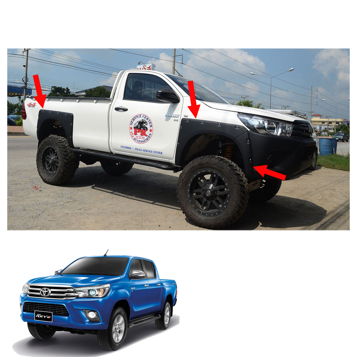 MATTE BLACK FENDER FLARES FLARE 6/" WITH NUT FIT FOR TOYOTA HILUX REVO 15-17