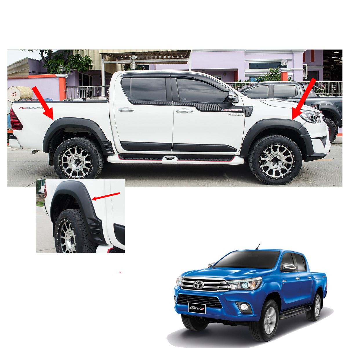 MATTE BLACK FENDER FLARES FLARE 6/" WITH NUT FIT FOR TOYOTA HILUX REVO 15-17