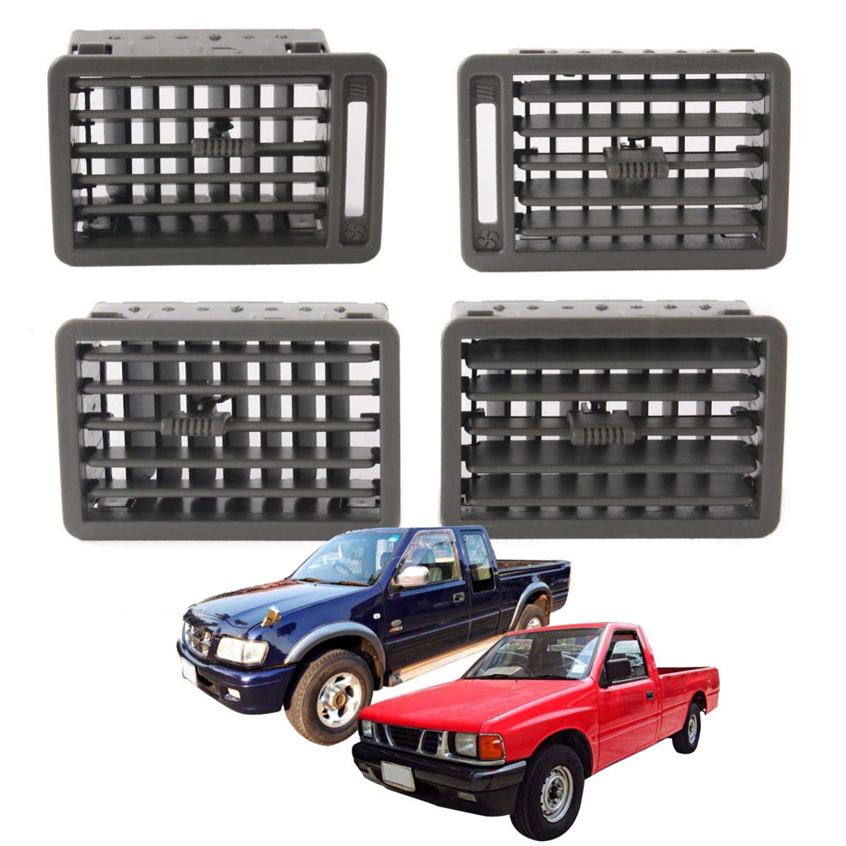 Set Grille Air Condition Ventilator Black For Toyota Hilux Mighty-X 1988 1997