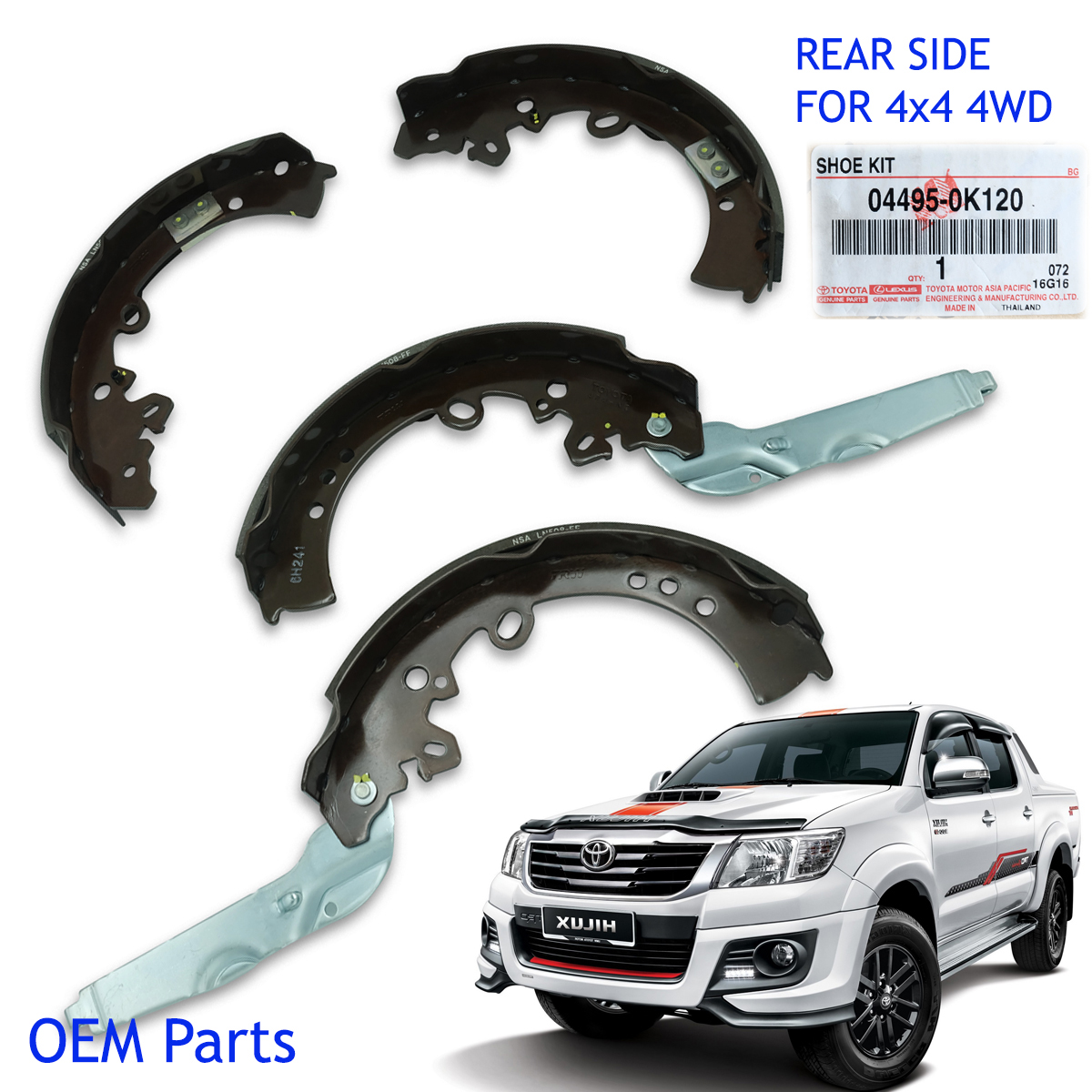 Rear Drums Brake Shoes Genuine Black For Toyota Hilux Vigo Champ 4x4