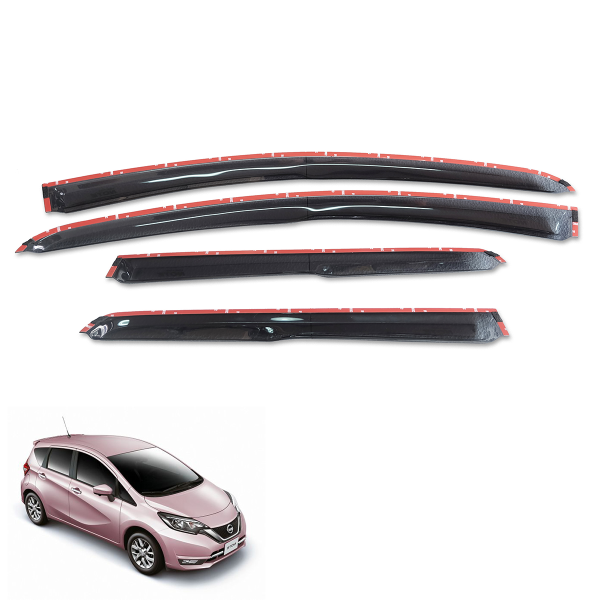 Wind Deflector Weather Visor Guard Light Brown 4 Pc Fits Nissan Note