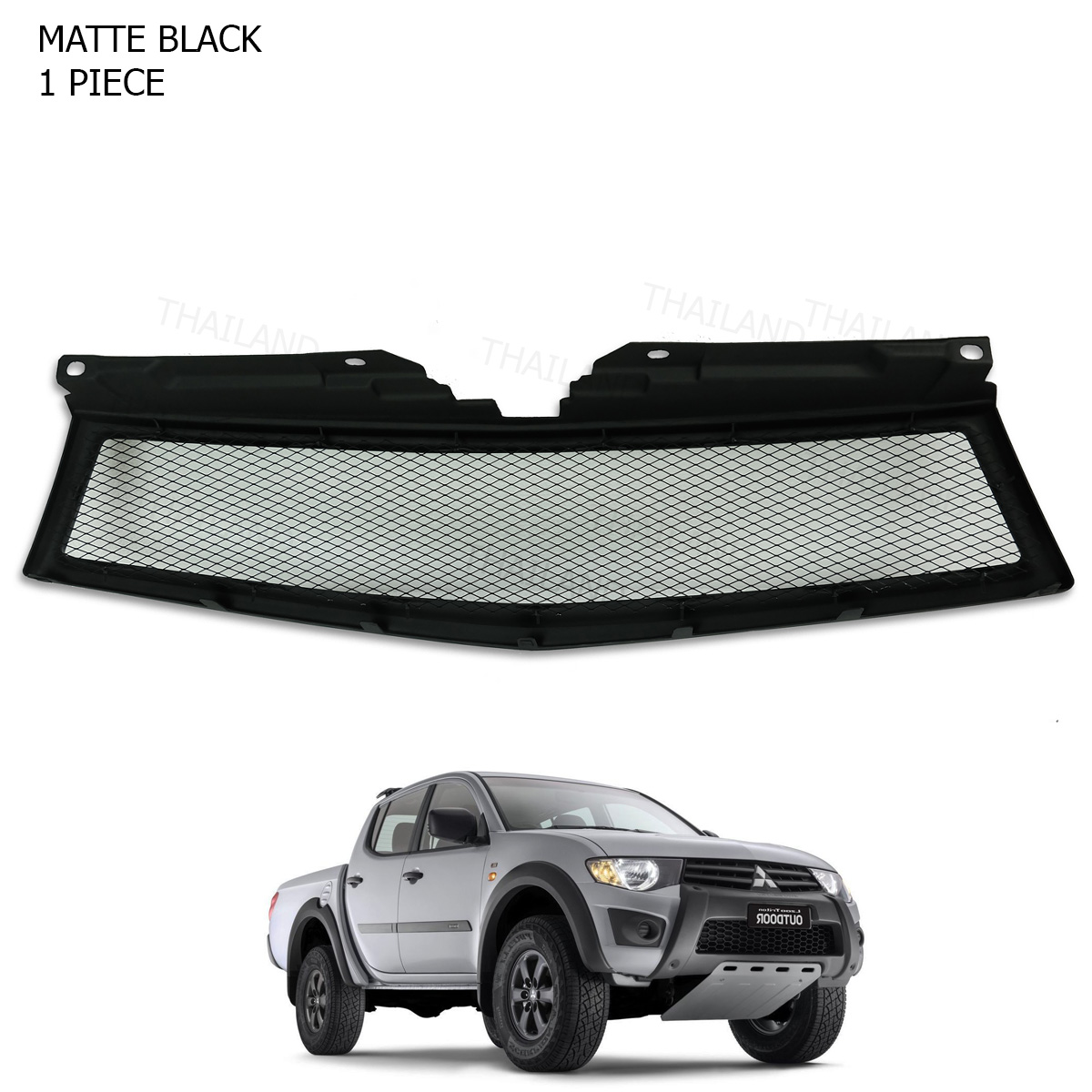 thumbnail image 2 of Black Chrome Grille For Mitsubishi Triton MN – 2 Horizontal Bar, 8/09–3/15, Front Fit 2 of 6