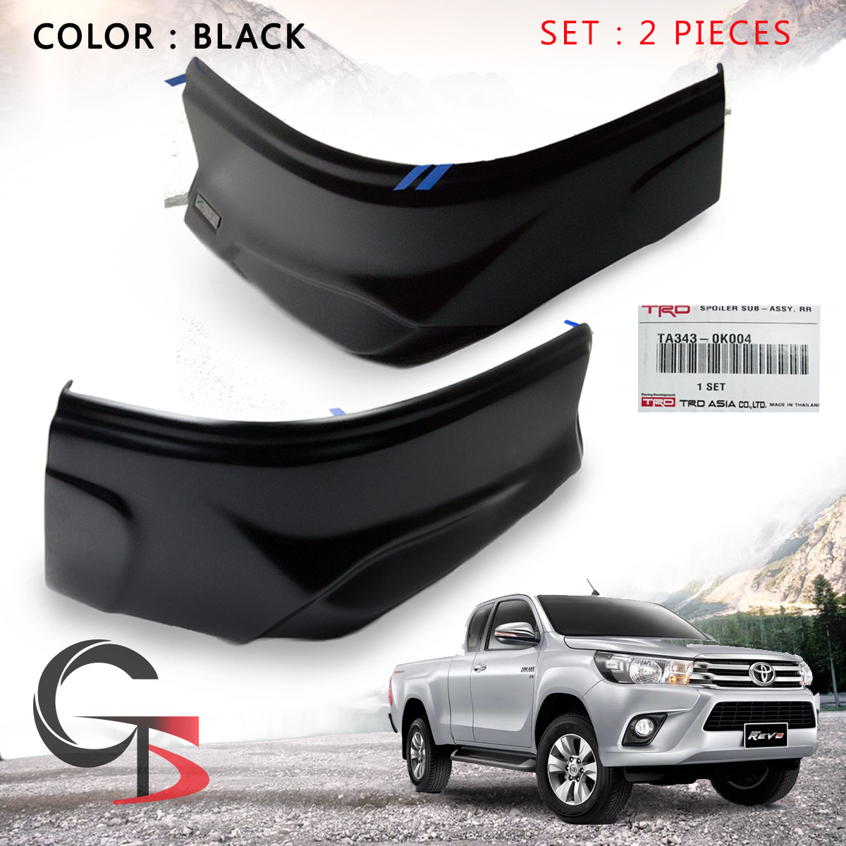 Fit Toyota Hilux Revo 15 16 17 Rear Bumper Corner Cover Black Genuine
