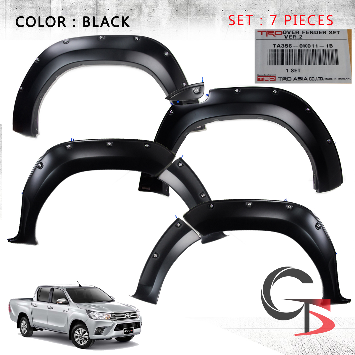 Fits Toyota Hilux Revo 2015 2017 Fender Flares Wheel Arch Black Nuts