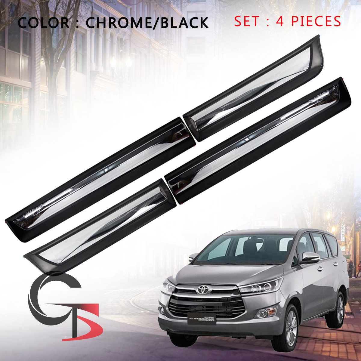 Body Cladding Side Molding Guard FITT Chrome Fits Toyota Innova Crysta
