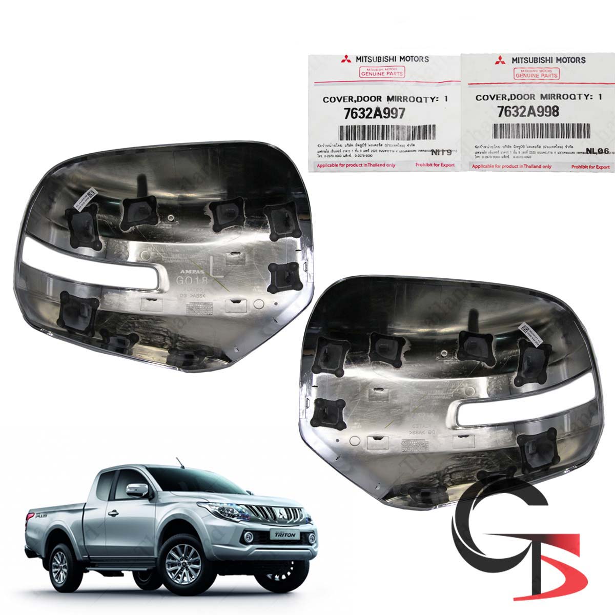 For Mitsubishi L200 Triton 2015 2016 17 Pair Wing Side Mirror Cover