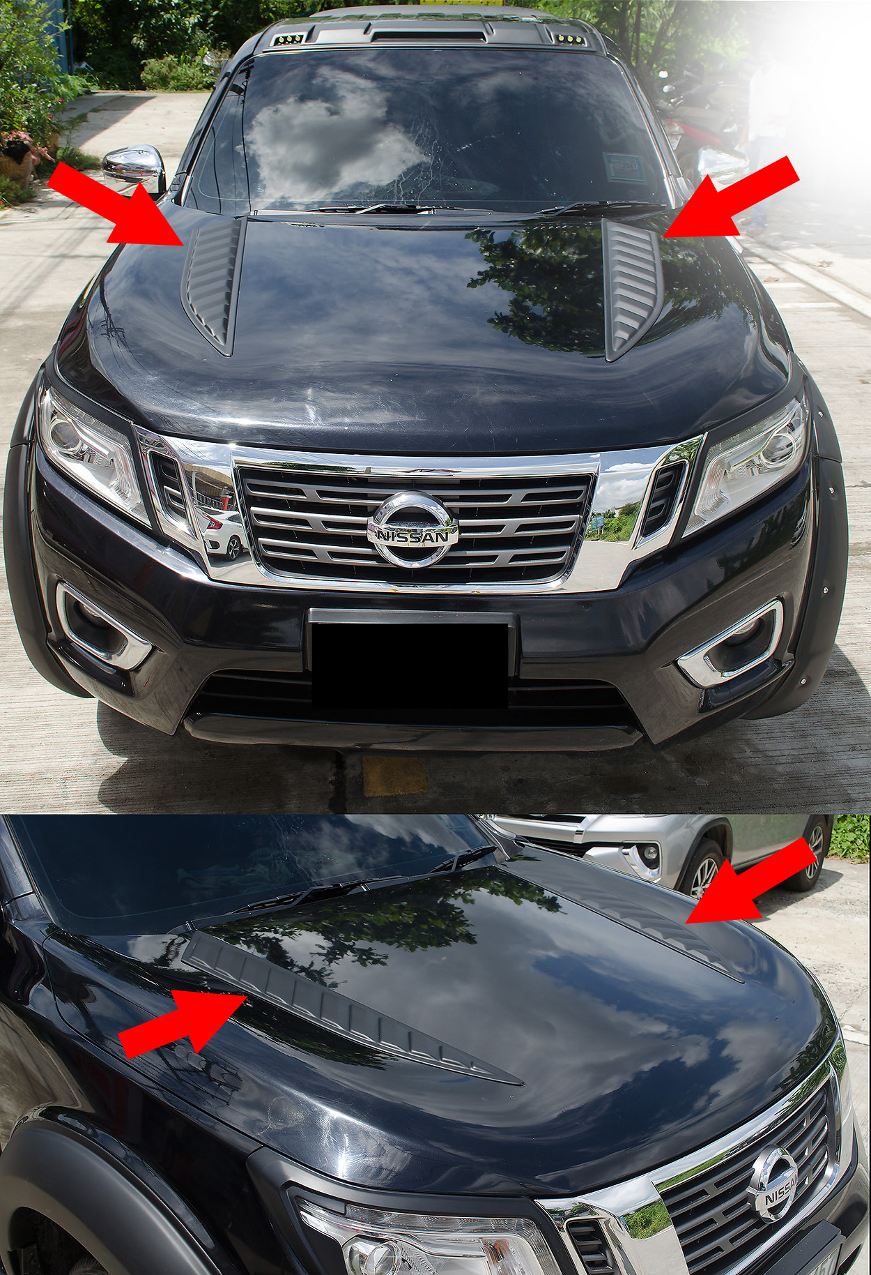 hood scoops ebay on Bonnet Hood Scoop Vent Cover V5 Trim Black For Nissan Np300 Navara 2014 2017 Ebay