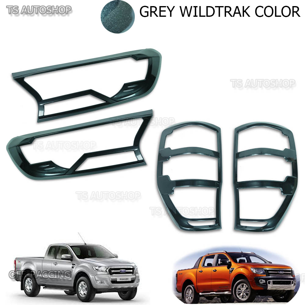 Grey Head Tail Lamp Lights Cover Fit Ford Ranger Px2 Mk2 Facelift Ute 2016 2017 Ebay