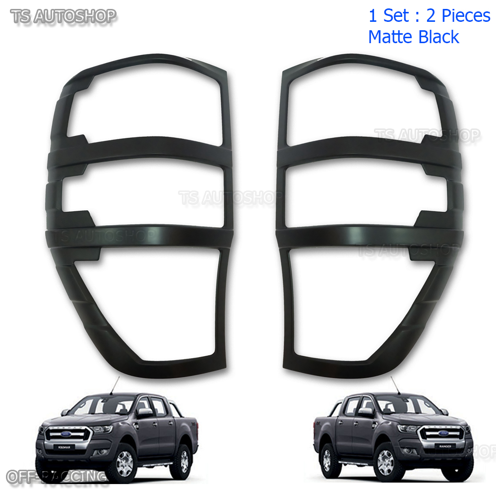 Black Matte Rear Tail Lamp Cover Trim For Ford Ranger Wildtrak Mk2 Px2 2015 2017 Ebay