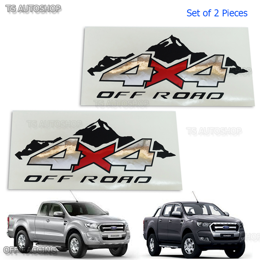 RED STICKER DECALS FOR NEW FORD RANGER 2012-2014 T6 WILDTRAK PAIR /"4X4/" SILVER