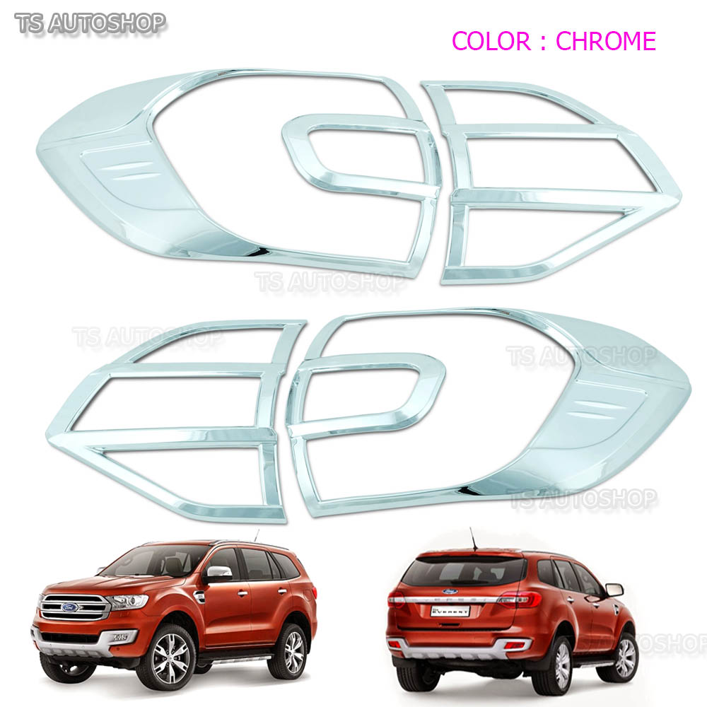 Set Head Rear Tail Lamp Light Cover Chrome For Ford Everest Suv 4x2 4x2 2016 17