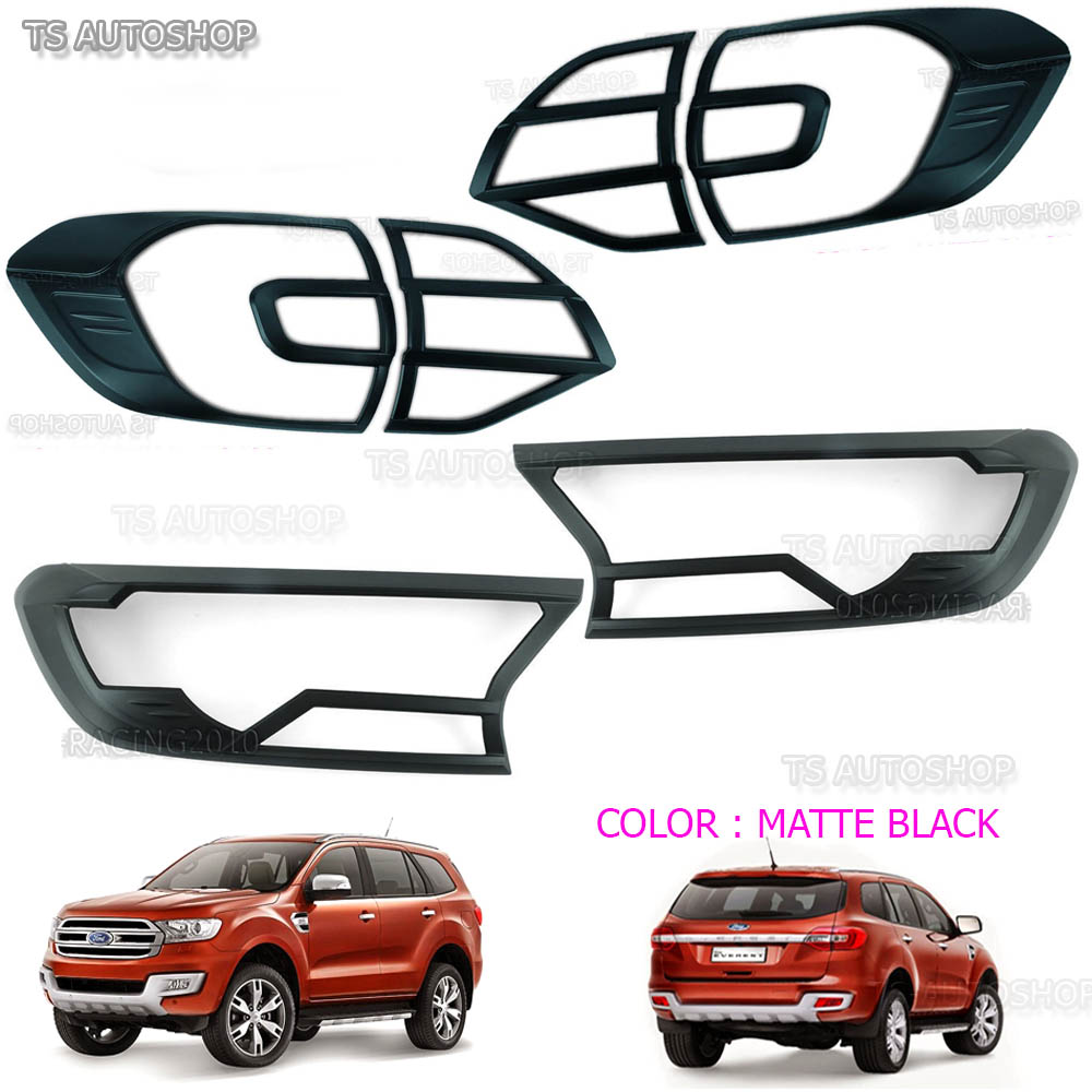 Set Head Rear Tail Lamp Light Cover Chrome For Ford Everest Suv 4x2 4x2 2016 17