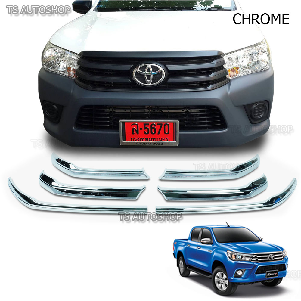 Chrome Line Front Grill Cover Trim For Toyota Hilux Vigo Champ 2011 2013