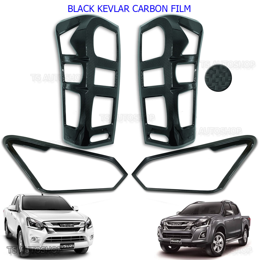 Upper Line Head Lamp Cover Trim Carbon Black For Isuzu D Max Pickup 2018 2019