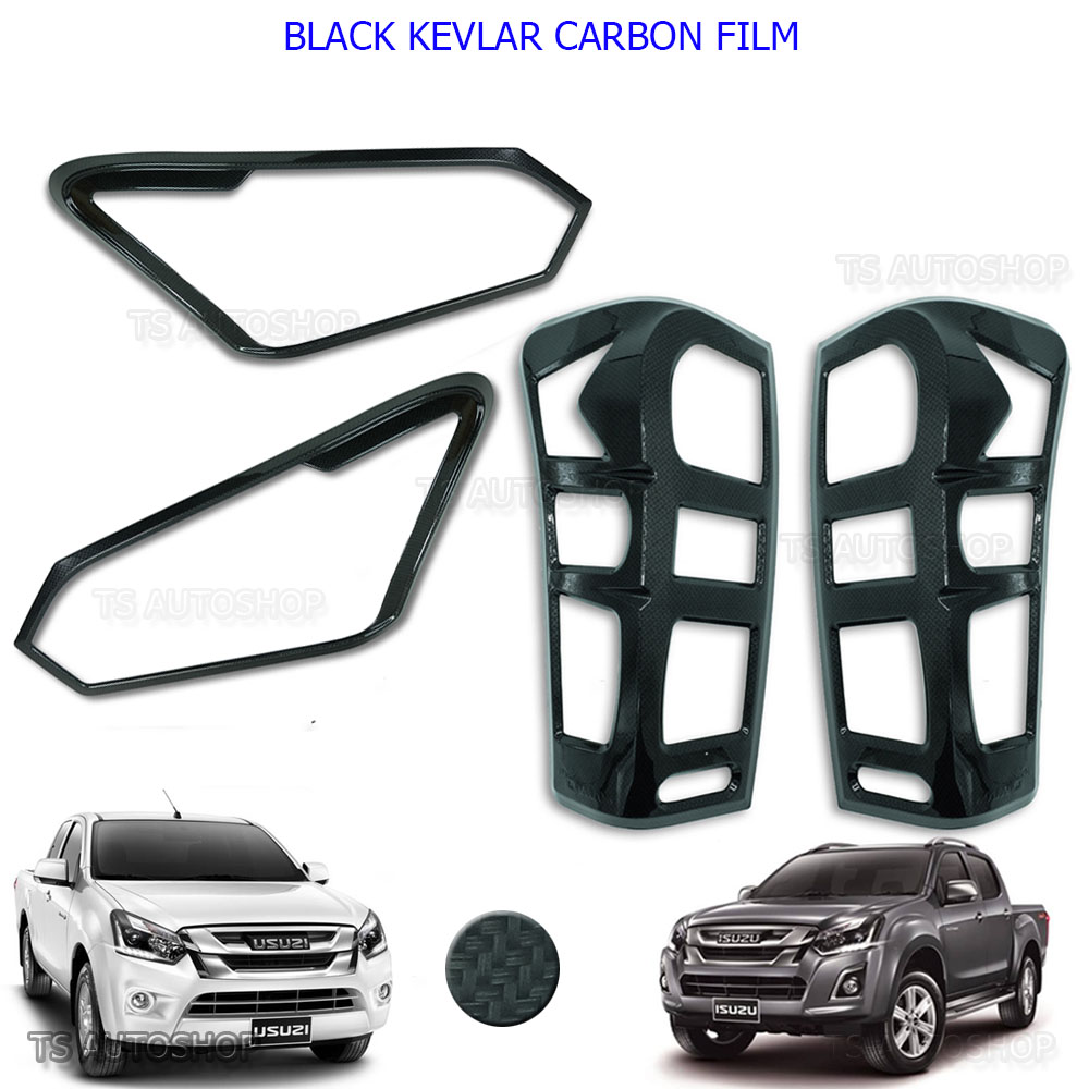 Upper Line Head Lamp Cover Trim Carbon Black For Isuzu D Max Pickup 2018 2019