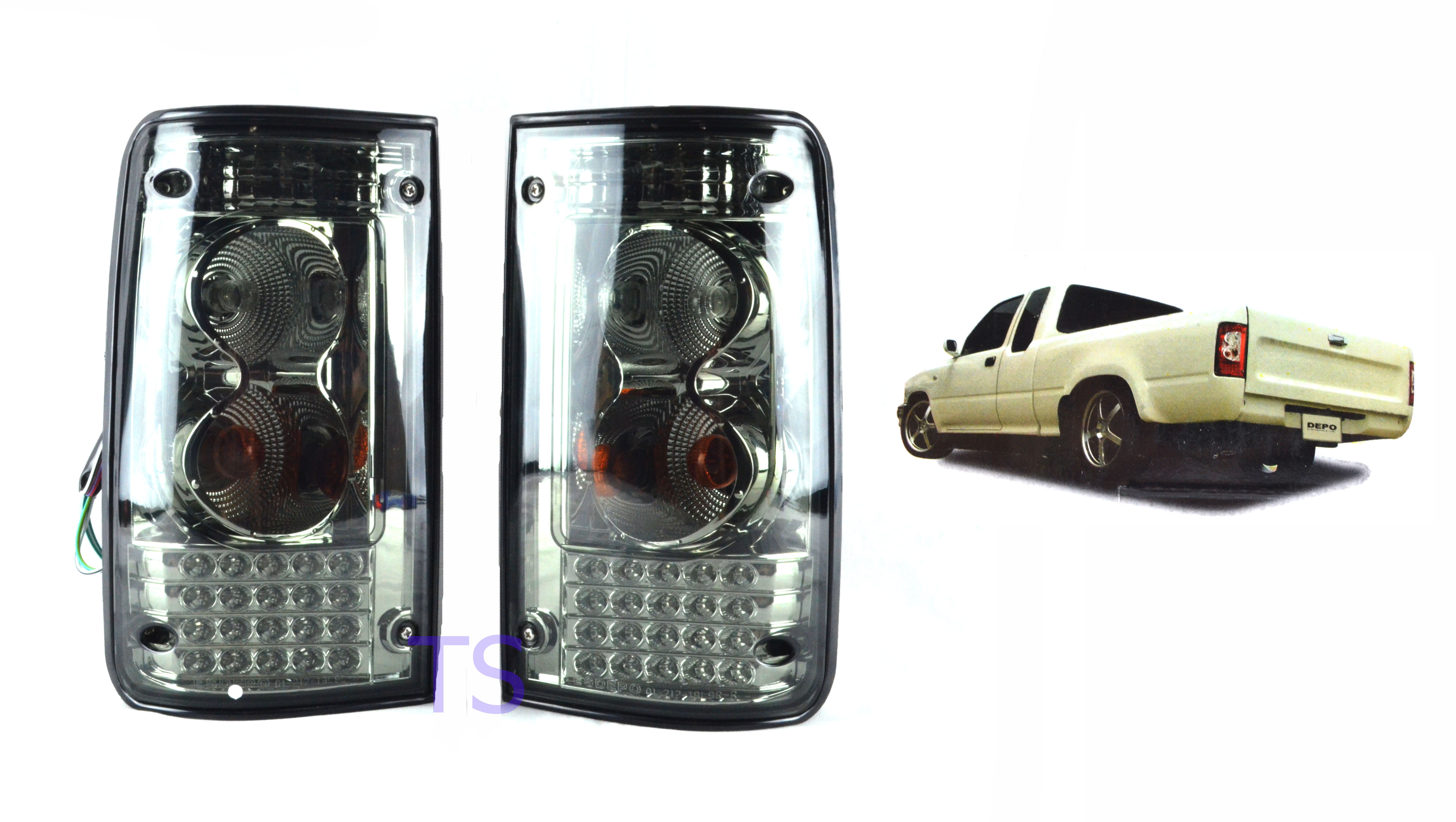 SMOKE LENS LH+RH BACK REAR TAIL LIGHTS LAMP FIT TOYOTA HILUX MK3 RN LN