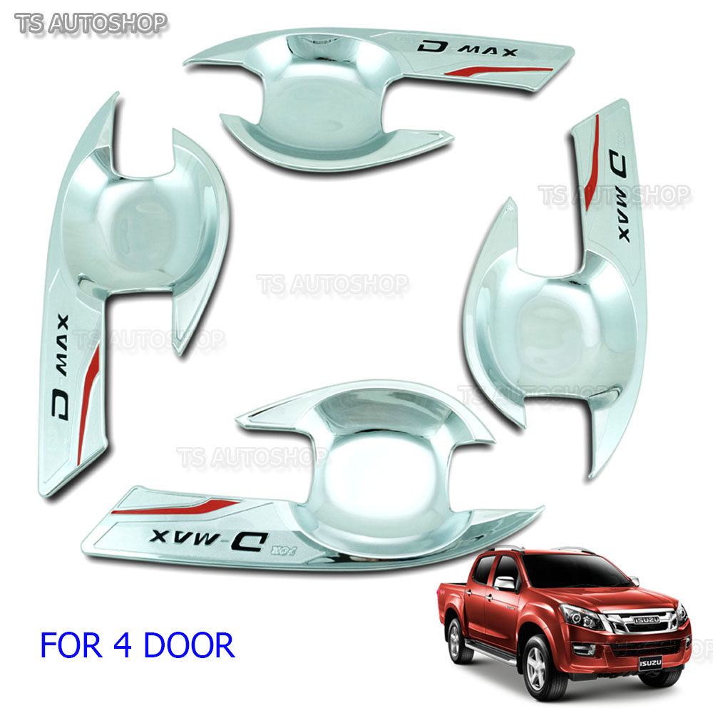 FIT FIT ISUZU DMAX D-MAX 2012-2014 DOOR HANDLE BOWL COVER 4 DOORS CHROME