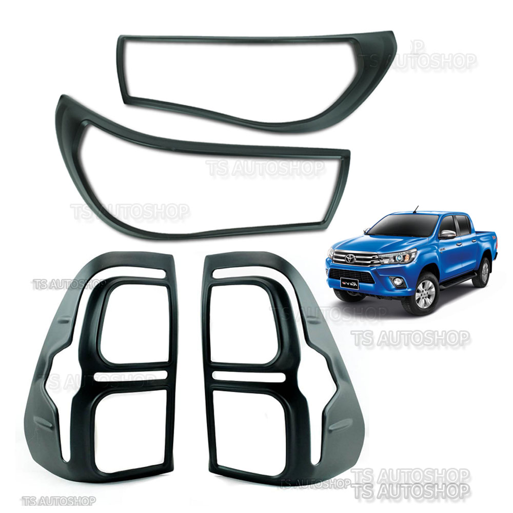 Matte Black Head Tail Light Lamp Cover Fits Toyota Hilux Revo M70 M80 Sr5 15 16